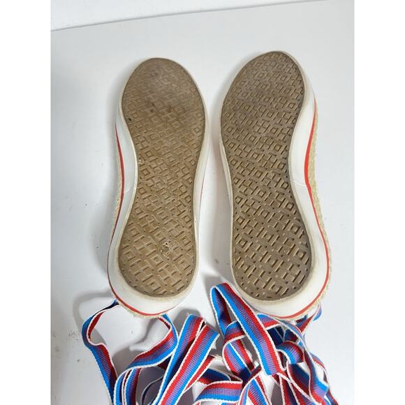 Tory Burch EUC White Canvas 3-D Ballet Espadrille Sneaker Ankle Wrap Toe Shoe 7 - Picture 7 of 7